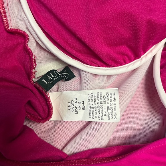 lauren ralph lauren Hot Pink One Piece Size 12 Ruffled Top Underwired - Picture 4 of 4